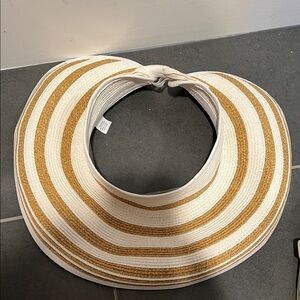 Source Unknown White and Tan Striped Hat